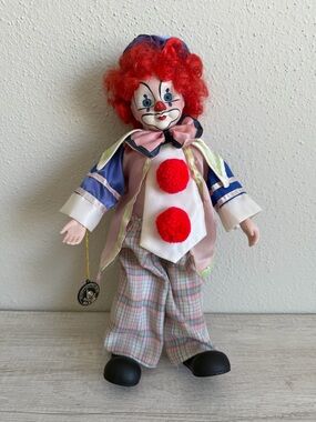 Vintage Brinn's 16'' Clown Porcelain Doll 1990 Authentic Collectible Edition